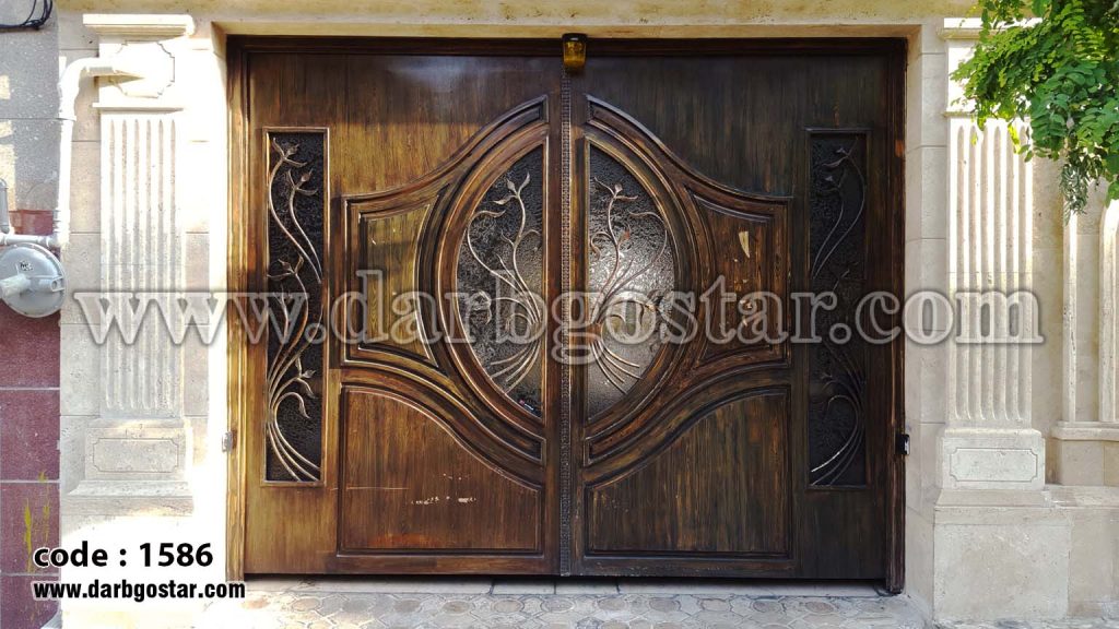 درب فلزی طرح چوب کد درب 1586