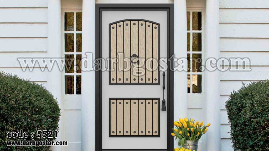 درب فلزی ساختمان طرح چوب کد درب 5521